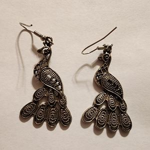 Silver Peacock French Wire Drop Earrings-FINAL PRICE